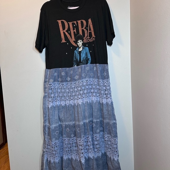 Reba McEntire dress upcycle black blue size large - Picture 3 of 6